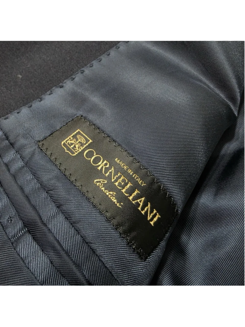 Corneliani Jacket 46L Black 100% Virgin Wool Italy Tailored Mens